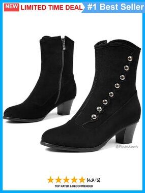 Women's Victorian Ankle Boots Chunky Heel Round Toe Zip Button Cosplay Costume